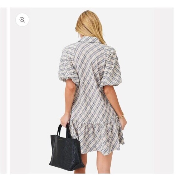 Jonathan Simkhai Puffy Sleeve Button Collar Mini Dress Size Small MSRP $344 Wome - Picture 4 of 16